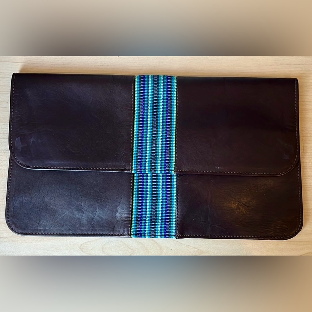 Real leather large envelope clutch